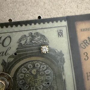 vintage 14kt solid two tone gold natural diamond solitaire stud earring single